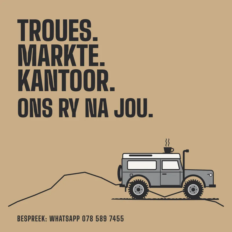 Troues. Markte. Kantoor. Ons ry na jou.